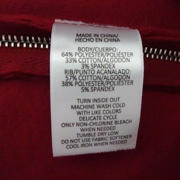 Kinesis Fuzzy Sweatshirt Top Women's Size L Red Burgundy Side Zippers Soft - Picture 6 of 8